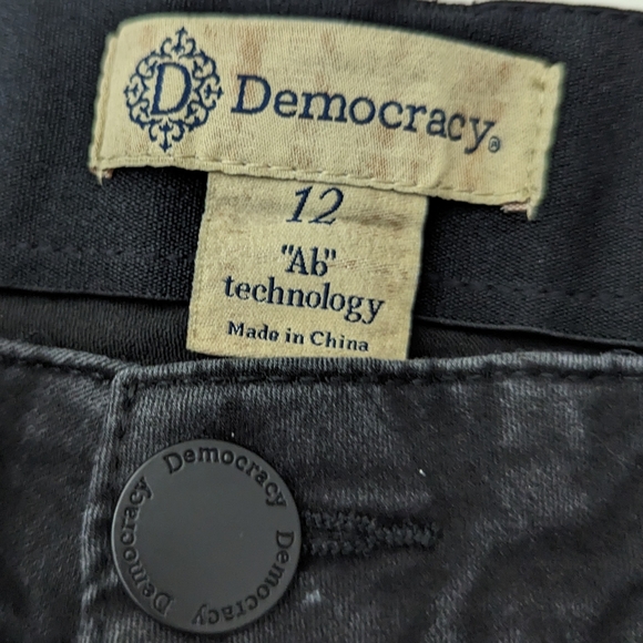 Democracy Ab Technology Black Ankle Jeans Silver Side Sequence Raw Hem size 12 - Picture 3 of 13